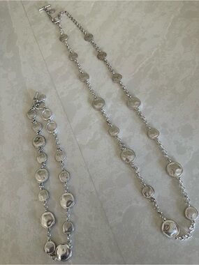 Jones New York Polished Silver Disc Link Necklace Set